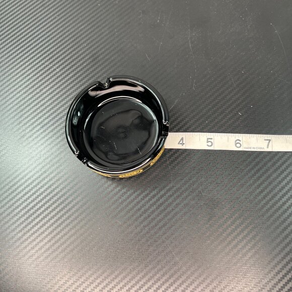 VTG Golden Nugget Black Glass Ashtray With Yellow Logo Casino Gambling MCM - Picture 7 of 8